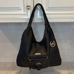 Michael Kors Bag Purse Handbag Leather Hobo Soft Pebbled Austin Black Shoulder
